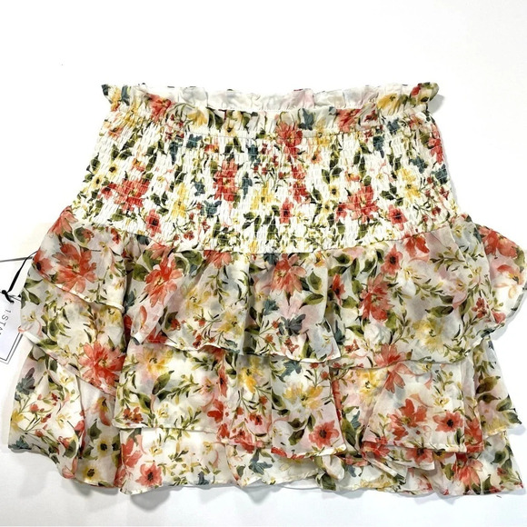 New 1 State Mini Chiffon Ruffle Skirt Daybreak Watercolor - Picture 3 of 7